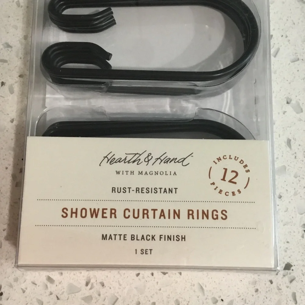 NIP Hearth & Hand Matte Black Shower Ring Set